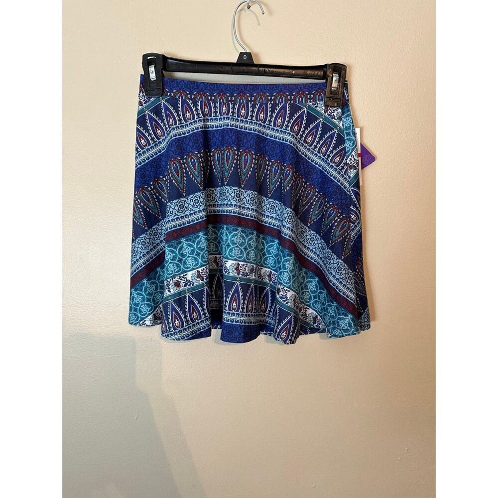 Izzy & Me Blue Floral Faux-Suede Mini Skirt XS Size 0